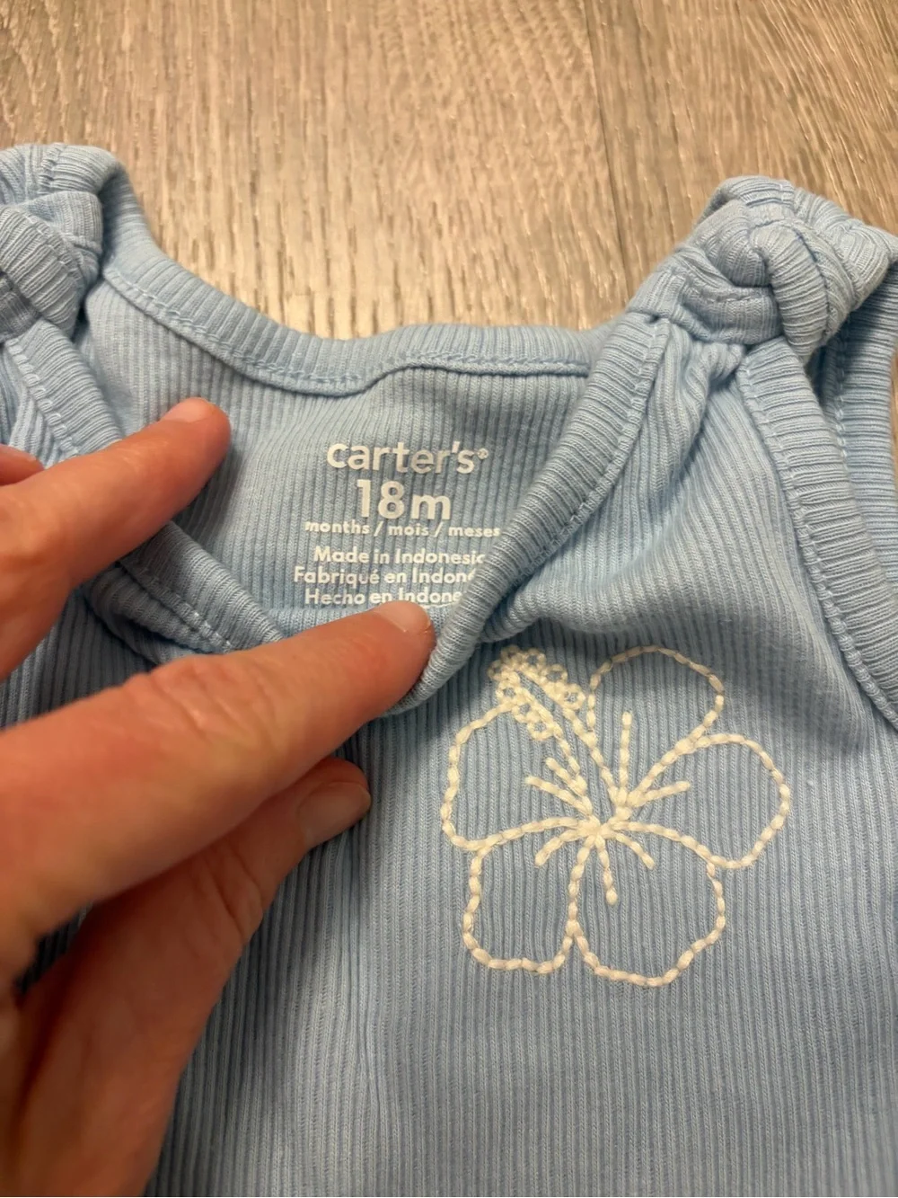 Carter's Baby Girl Flower Ribbed Tank Top - Blue- Size 18 months- NWT